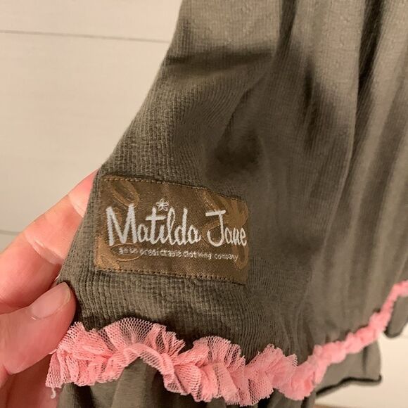 Matilda, Jane serendipity, olive green baby doll style dress girls, size 8 - Picture 8 of 11